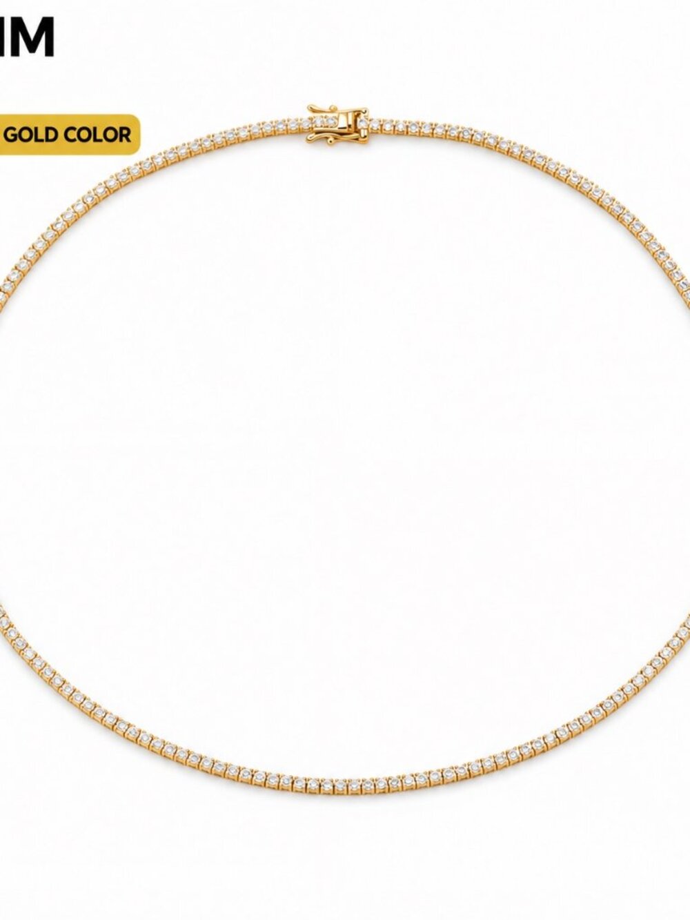 LEKANI 2mm Moissanite Tennis Necklace S925 Gold 16 in